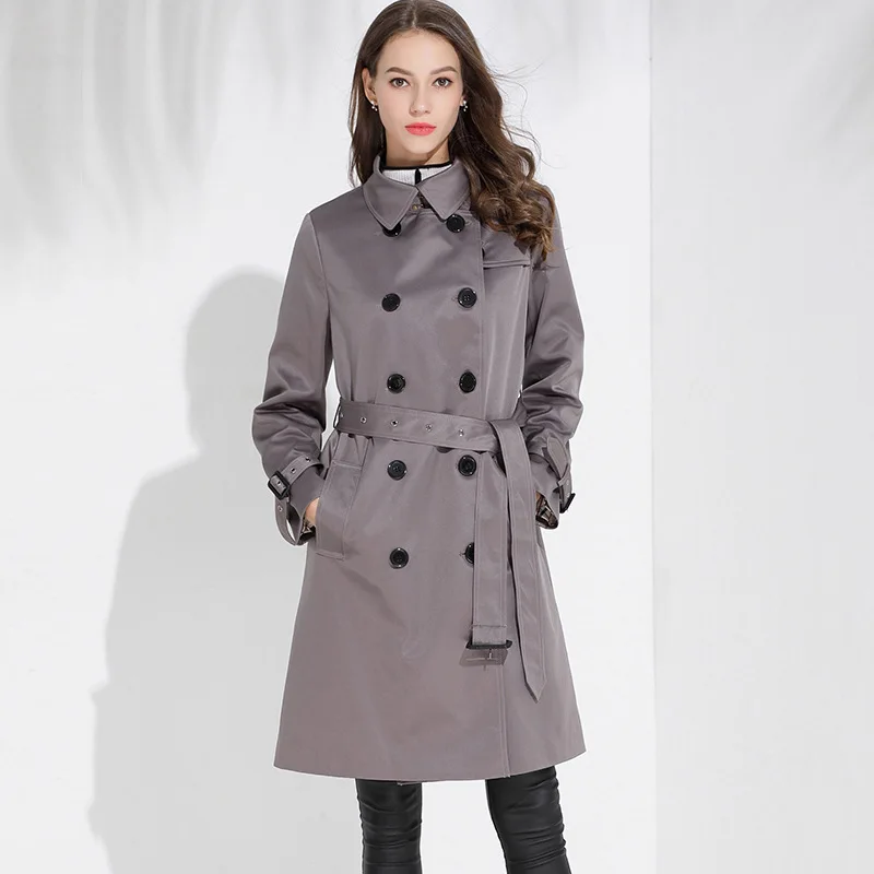 

Currently Available 2019 Autumn New Products Liu ren na Celebrity Style Classic England Double Breasted Mid-length Trench Coat W