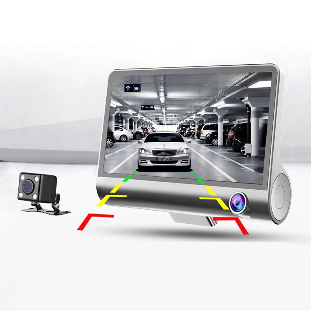 

Portable 4.0 Inch Car DVR 3 Cameras Lens Rearview Camera Video Recorder Dual Lens Night Vision Dash Cam Auto Register G-Sensor
