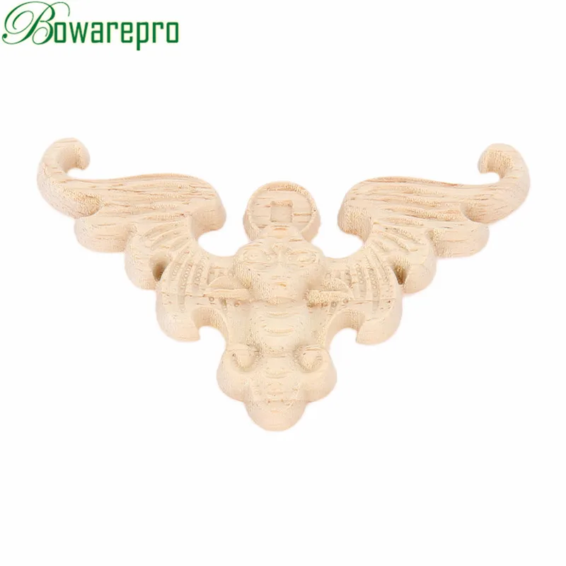 

bowarepro Applique Frame Wood Carving Decor Furniture Wooden Decal Corner Onlay Applique Frame For Home Wedding Decoration 8x8CM
