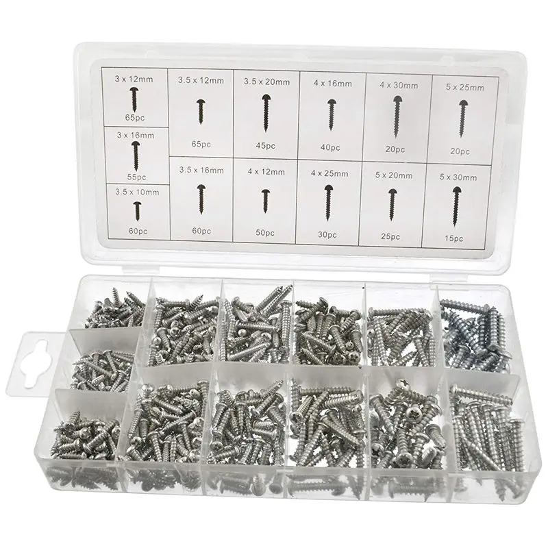 

550 piece Metric Sheet Metal Self Tapping Screw Assortment kit