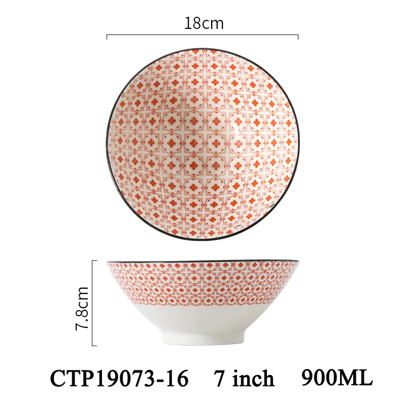 CTP19073-16 Керамическая миска, лапша, суп, рис, мульти-узор, японский простой стиль, посуда, Ретро стиль, для дома, CTP19073 - Цвет: CTP19073-16