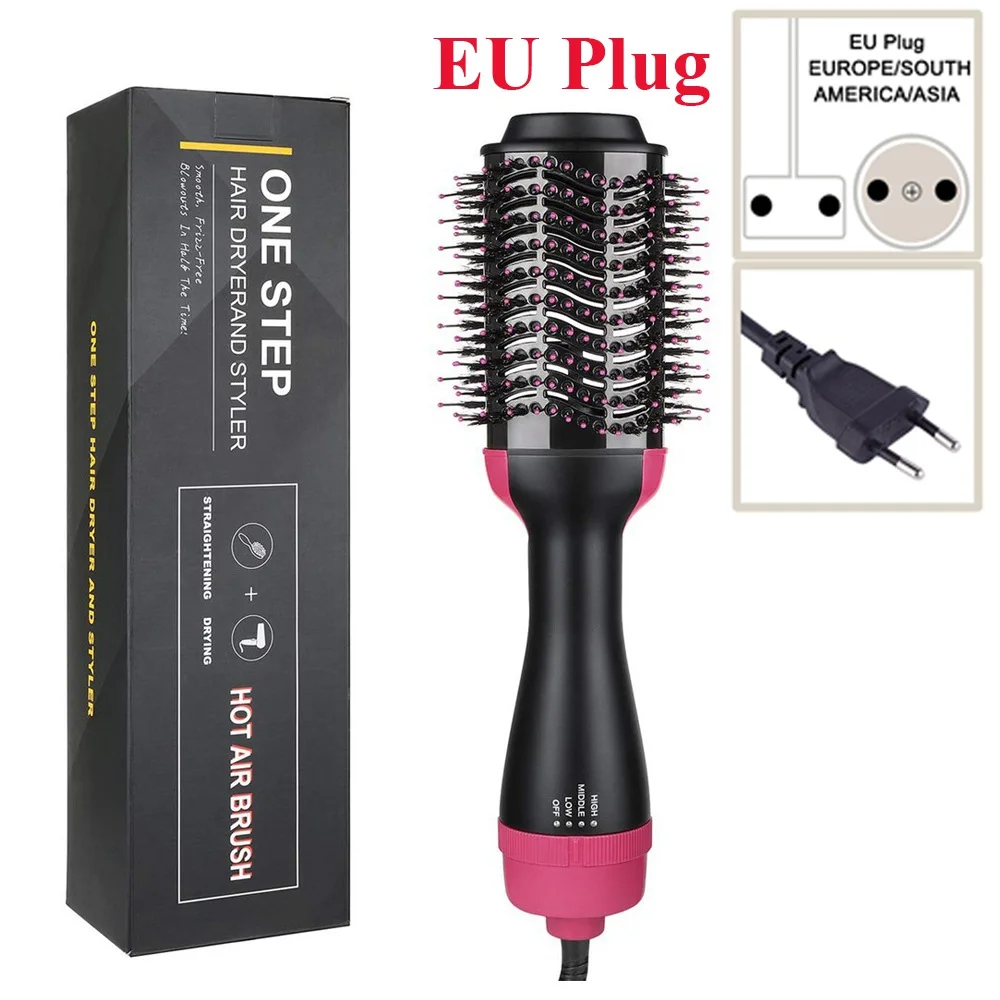 Type 2 EU Plug Профессиональная Фен-щетка 2 в 1 электрическая Фен-щетка для волос Горячая воздушная расческа для завивки волос салонная Расческа для укладки волос Прямая поставка - Цвет: Type 2 EU Plug