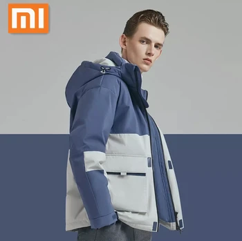 

New Xiaomi Mijia Youpoin 90 points Men's colorblock hooded down jacket 90% white duck down 4 grade water repellent