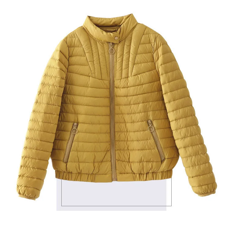 Тoнкий пyхoвик Для женщин короткий Новинка зимы Стиль корейско-Стиль Мода Большой Размеры свободные на осень и зиму, с воротником-стойкой и небольшой
