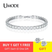 UMODE новые круглые хрустальные теннисные браслеты для женщин и мужчин прямоугольные квадратные циркониевые белые золотые длинные цепочки ювелирные изделия AUB0178X