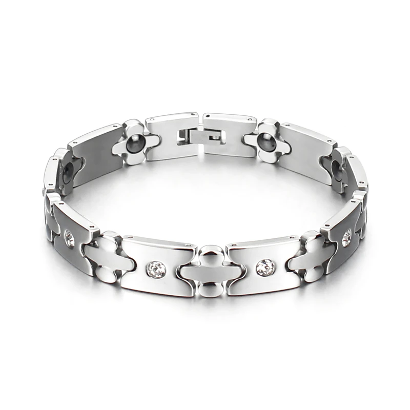 

Hip Hop Jewelry Wrist Adjustable Stainless Steel Chain Bracelet With Cubic Zirconia Fashion Bangles for Women Punk Party Jewelry