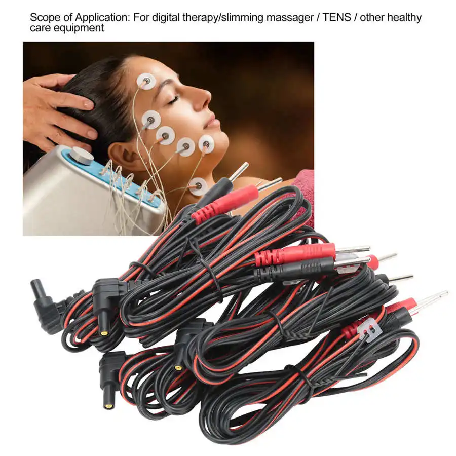 10pcs/bag 2.35mm 1.2m 2-In-1 Pin Type Electrode Wire Cable for tens Unit Physiotherapy Machine Massage Instrument Wire electrode lead wires