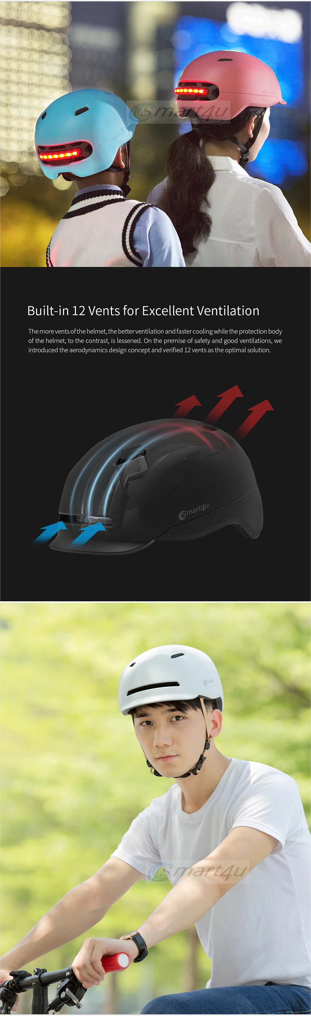 Smart4u уличный велосипедный умный велосипедный шлем с лампой гоночный мотоцикл велосипедный задний светильник шлем для мужчин и женщин Водонепроницаемый светодиодный светильник