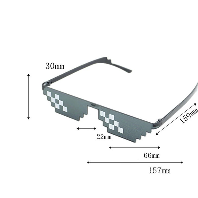 seemfly Funny Glasses Women Men Polygal Brand Thug Life Sunglasses Mosaic Masculine 8 Bits Style Pixel Sun Glass_voghion.com