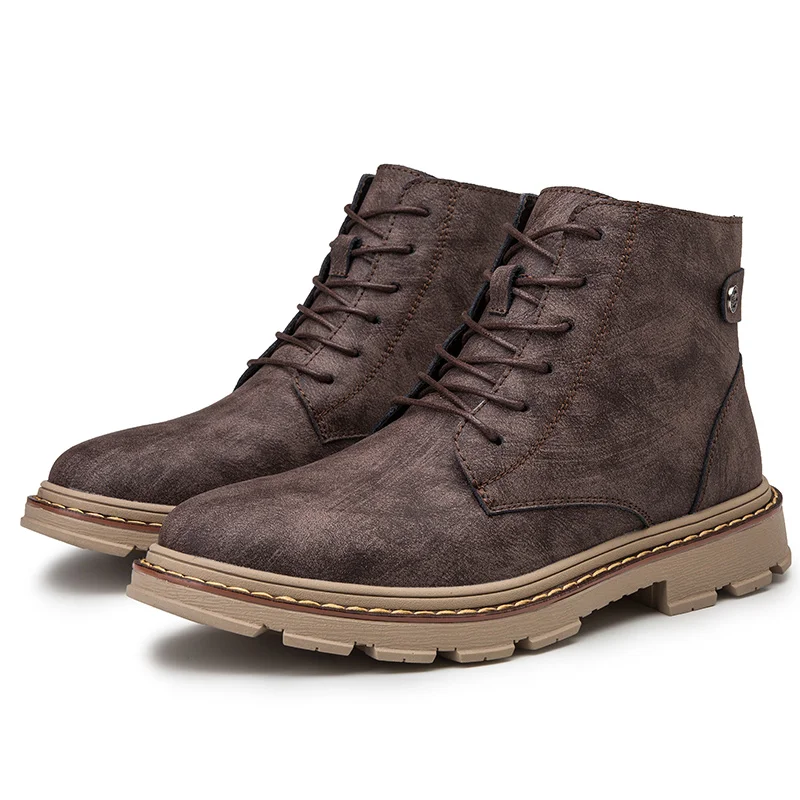 New Brand Genuine Leather Martin Boots Mens High Quality Winter Man Retro Ankle Botas Hombre Footwear Male Sneakers |