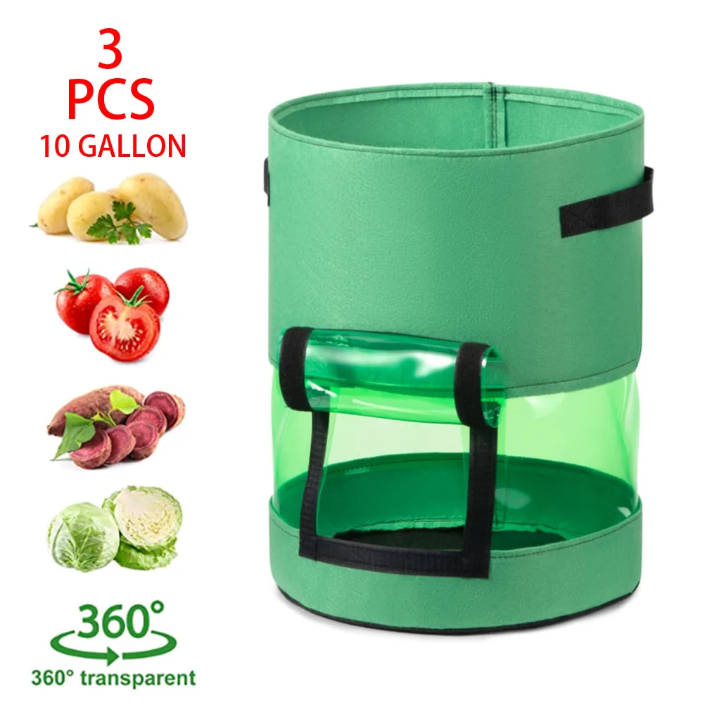 

3pcs/Set 7-10 Gallon Garden Plant Grow Bag Mushroom Potato Greenhouse Vegetable Seedling Growing Bag Pots