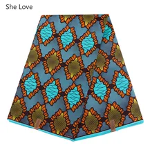 Она любит 1 ярд оболочки шаблон полиэстер батик ткань Анкара африканская бинта настоящая восковая Ткань Diy женское платье делая аксессуары