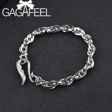 GAGAFEEL унисекс Простой браслет Мода перо Пряжка браслет для женщин/мужчин ретро браслеты S925 серебряные ювелирные изделия