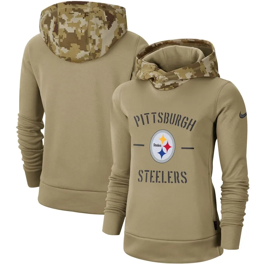 Питтсбург Женская Молодежная Американская Футбольная Толстовка Steelers Салют для обслуживания Sideline Therma пуловер с капюшоном
