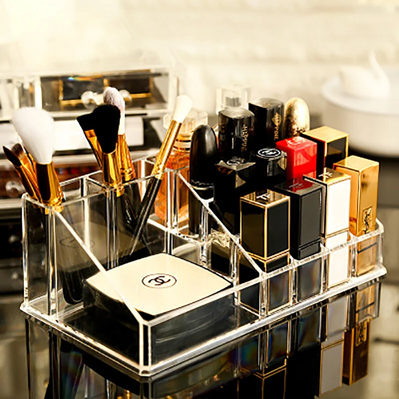 Прозрачный акриловый макияж органайзер, ящики для хранения макияжа шкатулка для косметики ювелирные изделия комод Ящик Контейнер для косметики