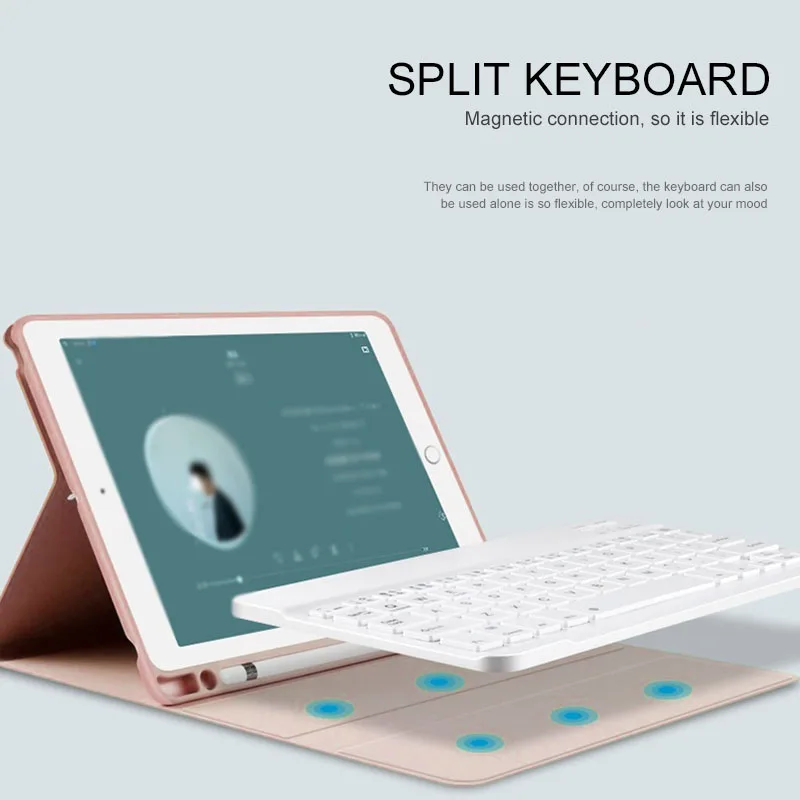 Чехол с беспроводной клавиатурой и Bluetooth для IPad 2019 держателем карандашей умные