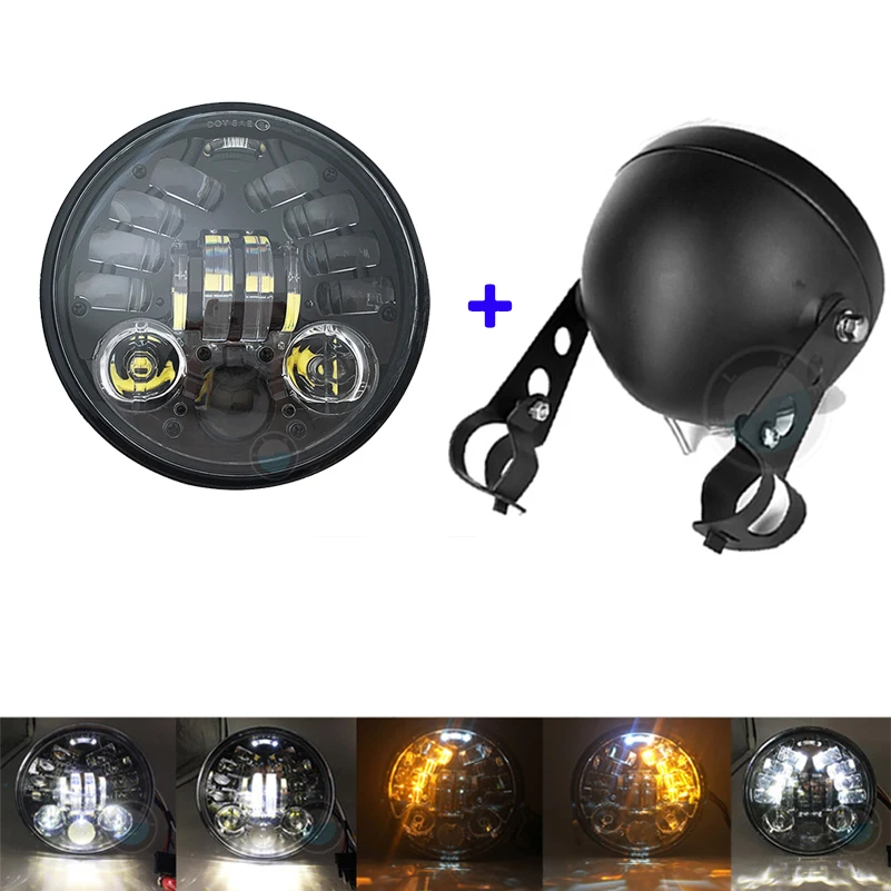 5 3/4" 5.75 inch Led headlight Turn Signal Light for Dyna Sportster 1200 883 Inch Projector LED Moto Headlight. |