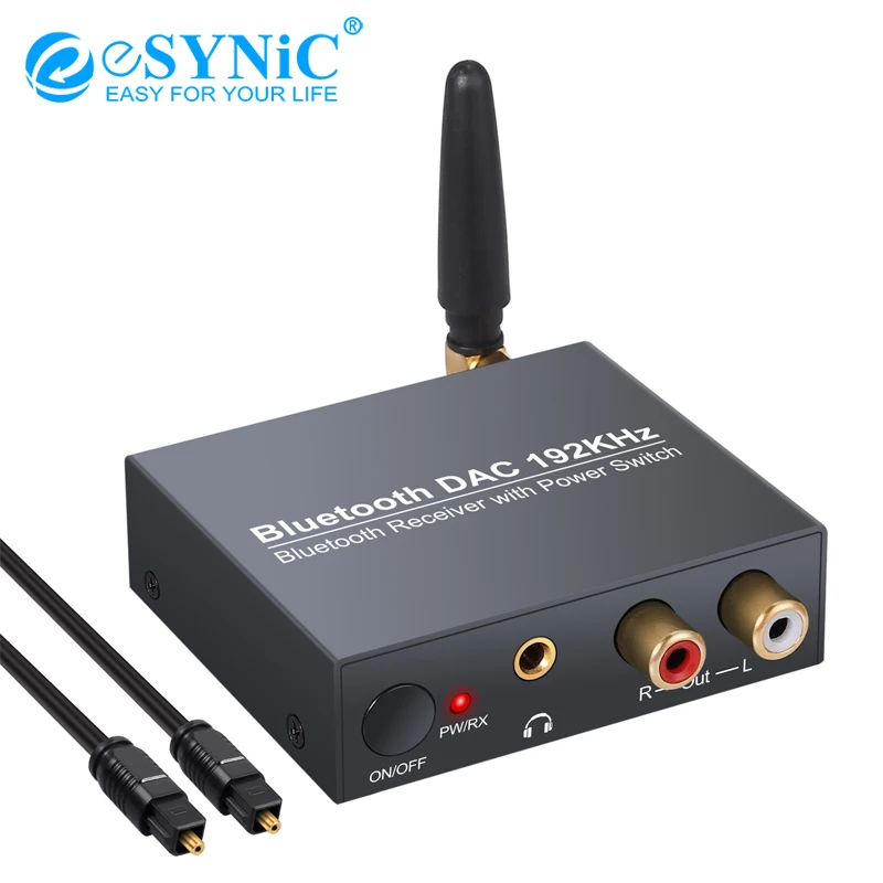 

eSYNiC Digital to Analog Audio Converter 192kHz Bluetooth DAC Coaxial Toslink to Analog Stereo L/R RCA 3.5mm Audio Adapter
