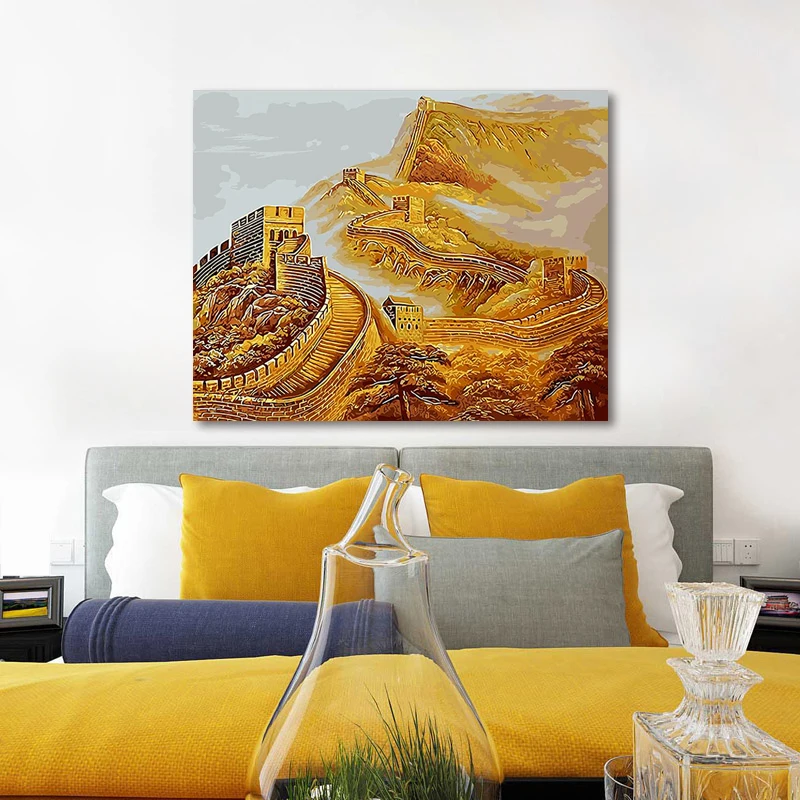 

DIY coloring oil painting digital color Great Wall painting with digital modular painting handmade decorative painting