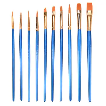 

10pcs Blue Watercolor Gouache Paint Brushes Nylon Hair Painting Brush Set