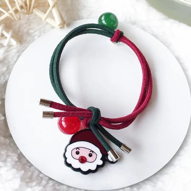 Santa Claus 1 Pcs Fashion Christmas Elastic Hair Rope For Girls Hair Rubber Band Ponytail Holder Xmas Children's Headwear Hair Accessories - Цвет: Santa Claus