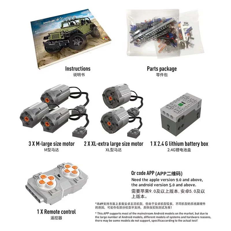 13124 MOC Technic Series RC Jeeps Adventure Off модель дорожного транспортного средства строительные