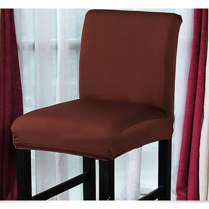 Brown 2Pcs/Lot Spandex Stretch Coffee Breakfast Seat Chair Covers Bar Chair Covers Dining Banquet Chaise Bar Slipcover Chaise de Bar - Цвет: Brown