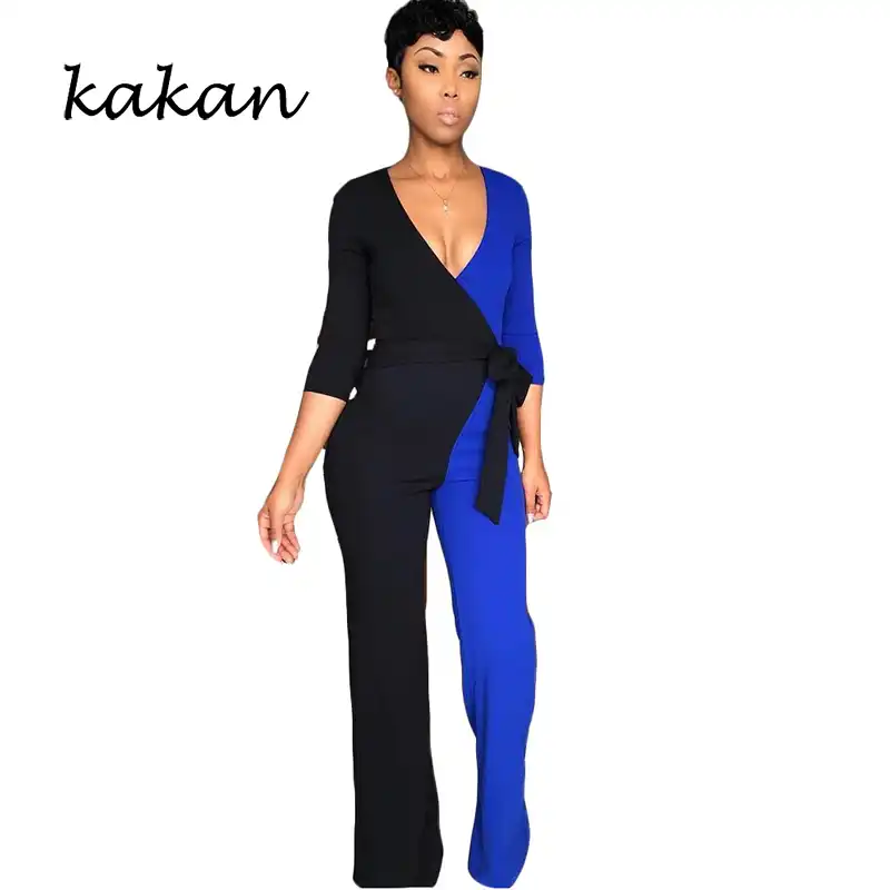 color block jumpsuit black and white