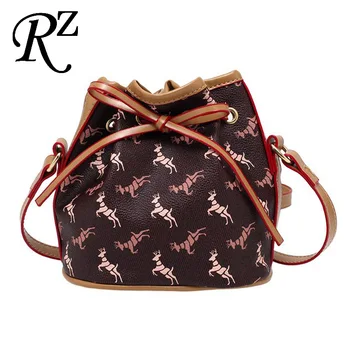

Drawstring bucket bag High quality women bag deer printing Crossbody Bags PU leather shoulder bag elegant bags for women 2020