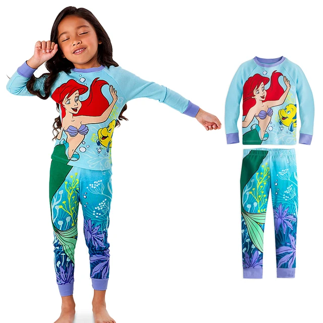 Conjunto de pijama de algodón para niños, ropa de dormir de dibujos animados de sirena, Mickey, alta calidad AliExpress