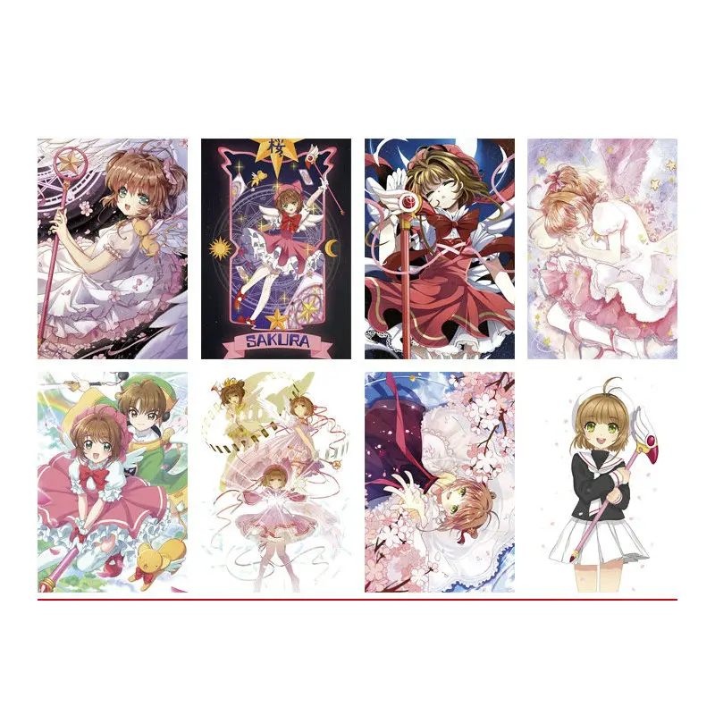 8pcs Card Captor Sakura Poster Stickers Anime Stickers HD Art Wall Poster