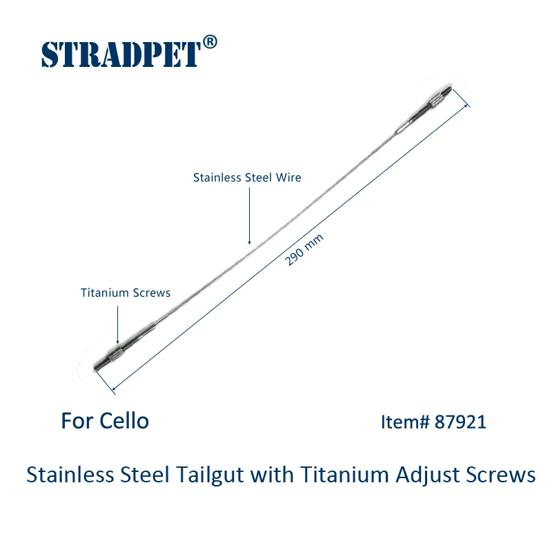 STRADPET Stainless Steel Tailgut with titanium Screws for Cello