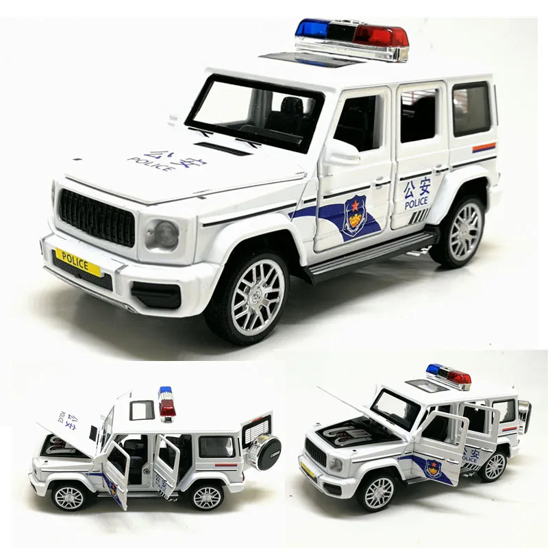 

High simulation G63 alloy police SUV off-road vehicle model sound and light pull back toy car children's gifts free shipping