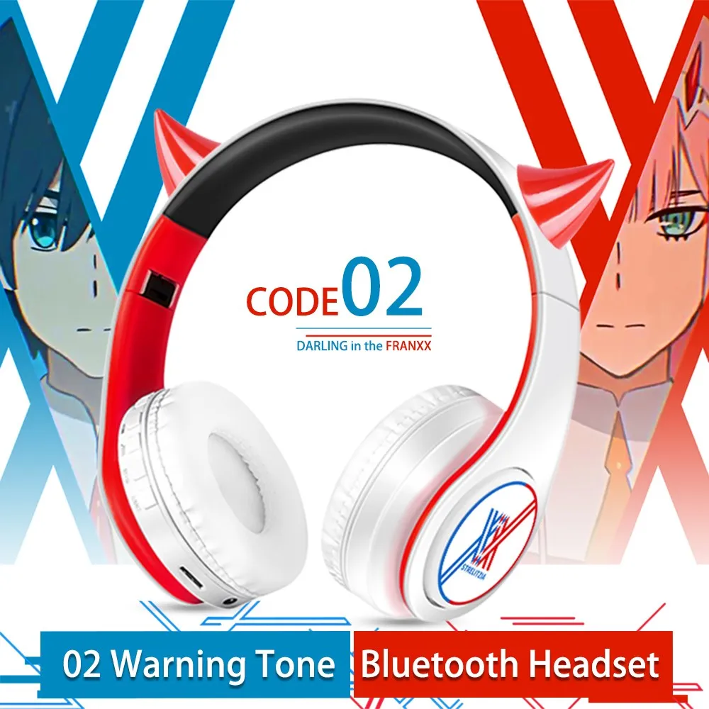 Dica sem Fio Fone de Ouvido Cartão do Telefone Cosplay Anime Darling Franxx 02 Tom Bluetooth Cabeça Montado Plug in Móvel Fones no - Image 2