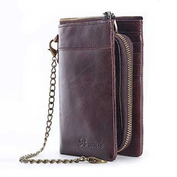 

High Quality Genuine Leather Credit/ID Card Holder Wallet Anti-thief Money Clutch Bag Male Coin Pocket Zipper Men Vertical Purse