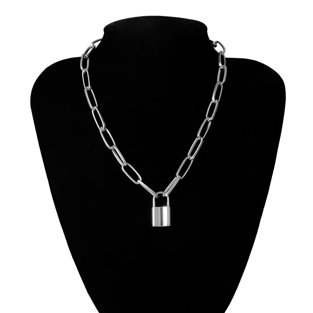 Поп-панк стиль тяжелого металла ожерелье с серебряной ложкой в рот замок ключ свитер цепи