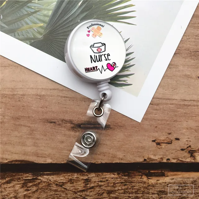 Sinseike Custom Retractable Cute Name ID Badge Reels Holder,Personalized Tag Badge Gift for Doctor or Nurse (Personalized)