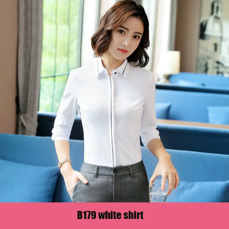 B179 white shirt Для женщин костюм пиджак в деловом стиле и штаны, спортивный костюм Офисные женские туфли зубчатый простая куртка брючный костюм тонкий Femme комплект из 2 элементов женские костюмы для собеседования - Цвет: B179 white shirt