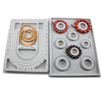 

New 2Pcs Bead Design Board Bracelet Design Board Flocked Bead Board Necklace Beading Jewelry Organizer Tray DIY Jewelry Making T