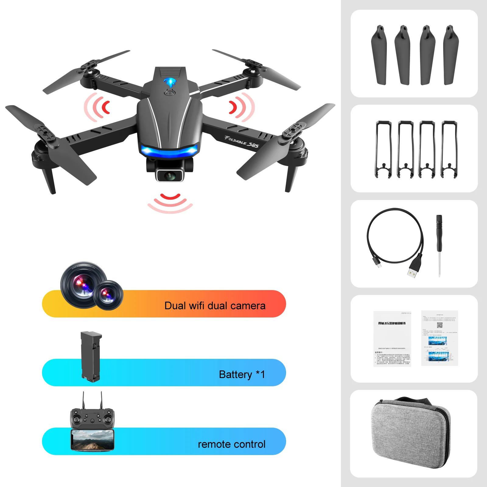 outdoor rc helicopter S85 Pro Quadcopter 4K HD Dual Camera Wifi FPV Drones With Infrared Obstacle Avoidance Rc Helicopter Quadcopter Mini Drone Toys remote control helicopter RC Helicopters