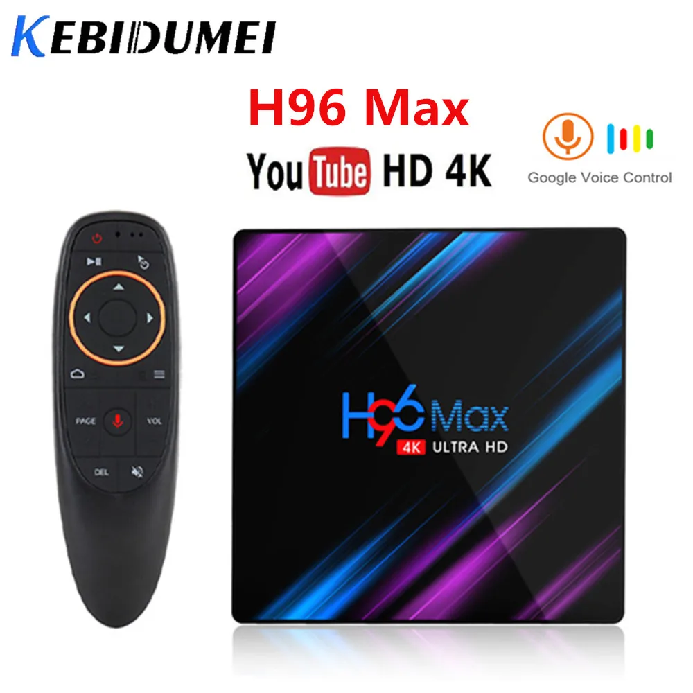 Kebidumei H96 MAX Android 9,0 tv Box 4 ГБ ОЗУ 64 Гб H.265 Rockchip RK3318 4K голосовой помощник потоковый медиаплеер 2GB16GB