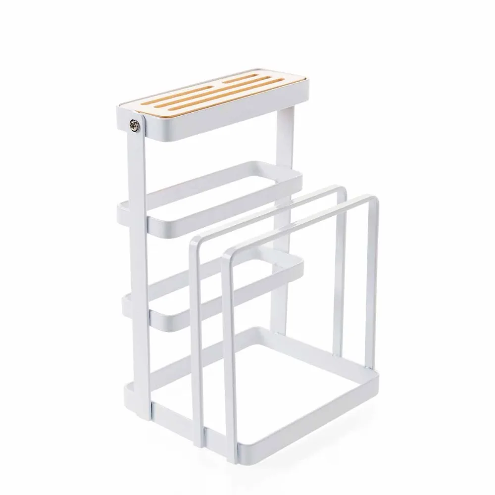 Kitchen Rack Iron Storage Shelf Knife Holder Block Cooker Cutting Board Holder Rag Dish Cloth Towel Rack Kitchen Organizer