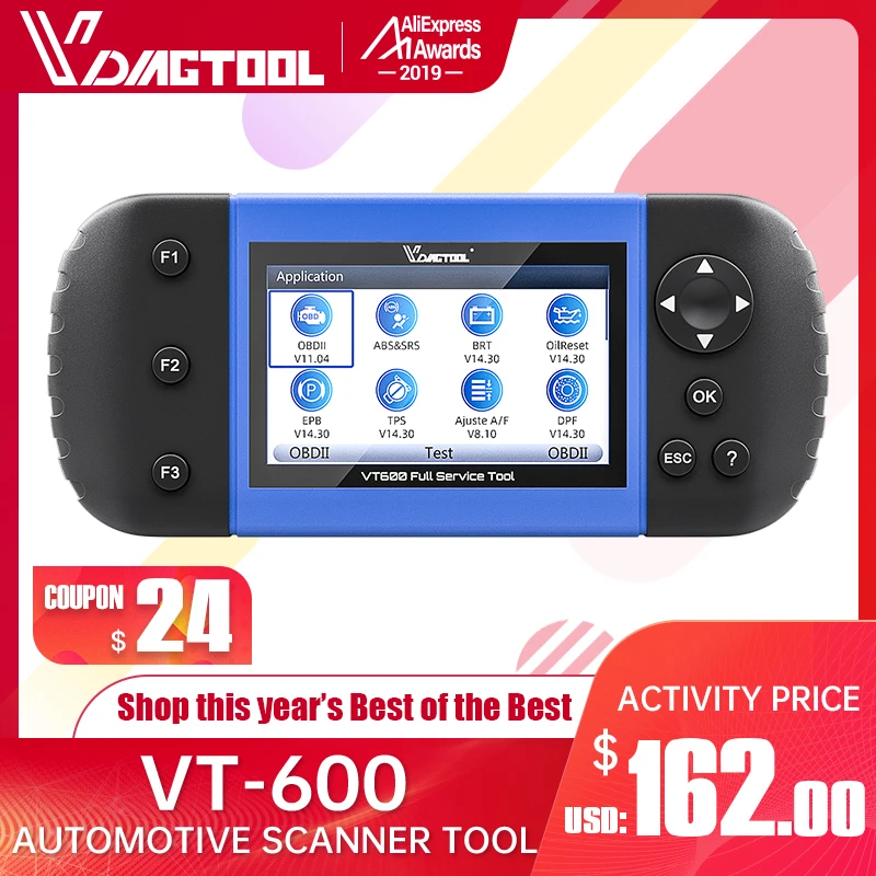 VDIAGTOOL VT600 OBD2 Automotive Scanner Tool Engine ABS SRS EPB Oil Service Reset Injector Coding OBDII Car Diagnostic VDIAGTOOL VT600 OBD2 Automotive Scanner Tool Engine ABS SRS EPB Oil Service Reset Injector Coding OBDII Car Diagnostic