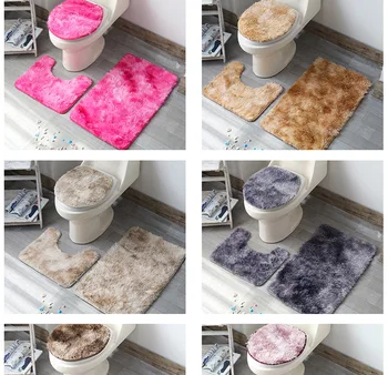 

Plush Toilet Seat Cover Bathroom Carpet Home Hotel Luxury Winter Warm Mould-Proof Pad Anti-Slip Absorbent Three-Piece Suit