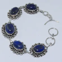 Браслет из лазурита Серебряная накладка над медью, 20,5 см, B1002