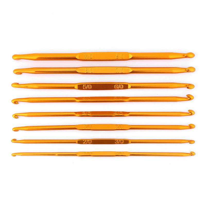 8Pcs Golden Double End Crochet Hook Bamboo Knitting Needle Set Home Weave Needle Crochet Hooks Sewing Craft Tool