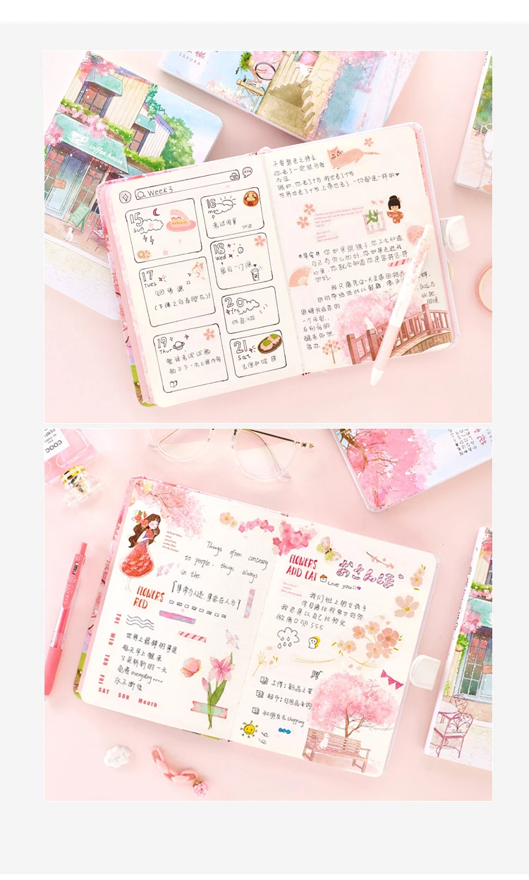 Свежий цвет страницы иллюстрация план руководство корейский Твердый чехол Магнитный для дневника, списка дел ноутбук