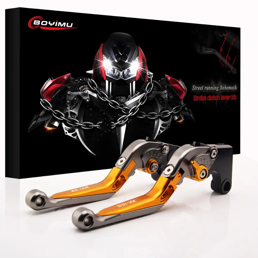 NEW For Kawasaki ZX-10R ZX10R 2004 2005 CNC Motorcycle Folding Extendable Brake Clutch Lever LOGO | Автомобили и мотоциклы
