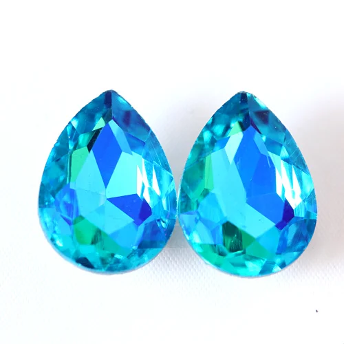Aquamarine ab 13x18 мм 20 шт AB цвета каплевидные капли Pointback Стразы стеклянные кристаллы форма груши Необычные камни для изготовления ювелирных изделий H0092 - Цвет: Aquamarine ab
