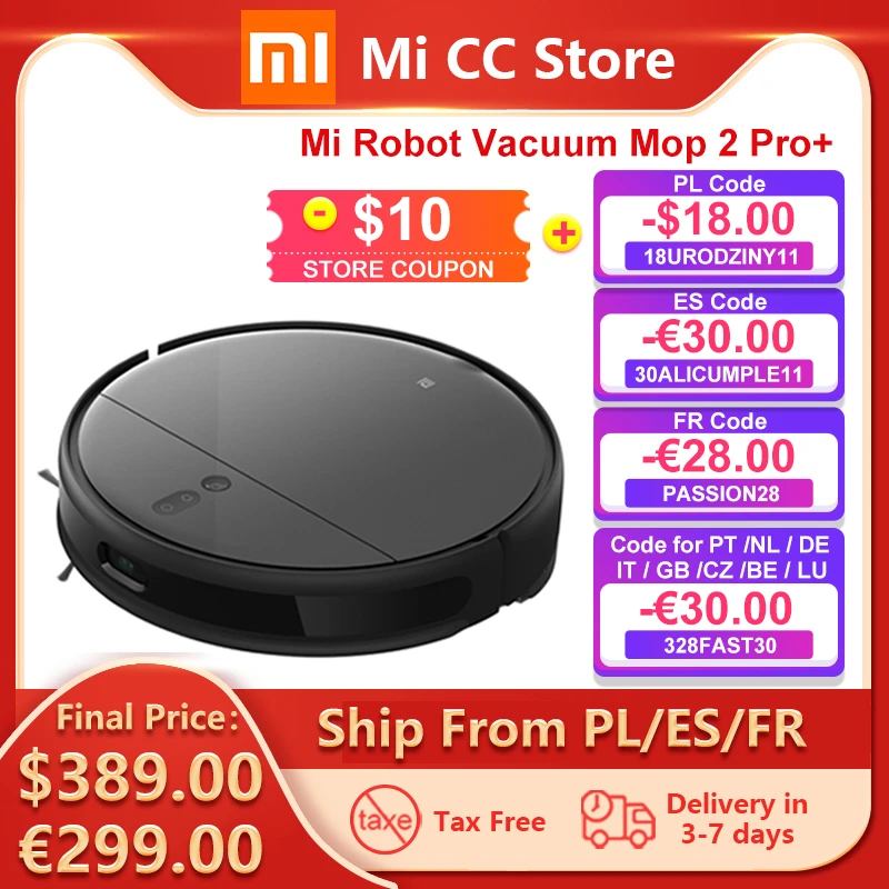 Global Version Xiaomi Mi Robot Vacuum Mop 2 Pro+ 3000Pa Suction Mopping 3D VSLAM Avoiding Obstacles 5200mAh Vacuum Cleaner
